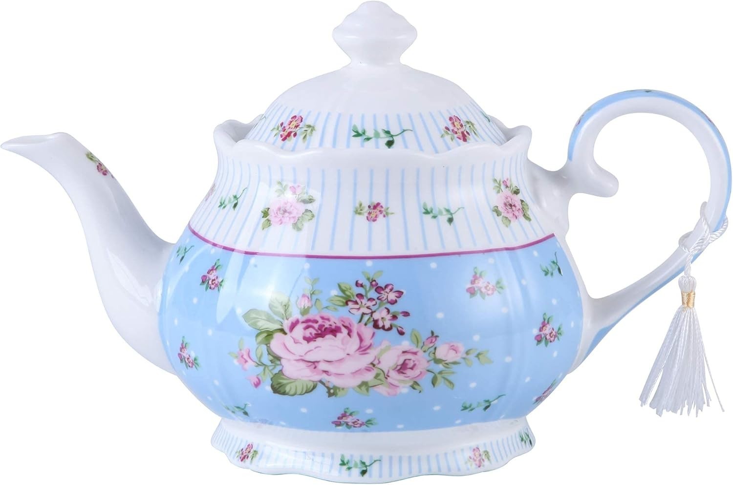 Large Floral Porcelain Teapot 1200ml Vintage Tea Pot with Lid Gift