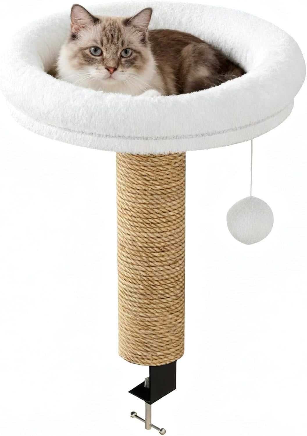 360° Rotating Cat Desk Bed Clamp On Hammock Plush Sisal Perch