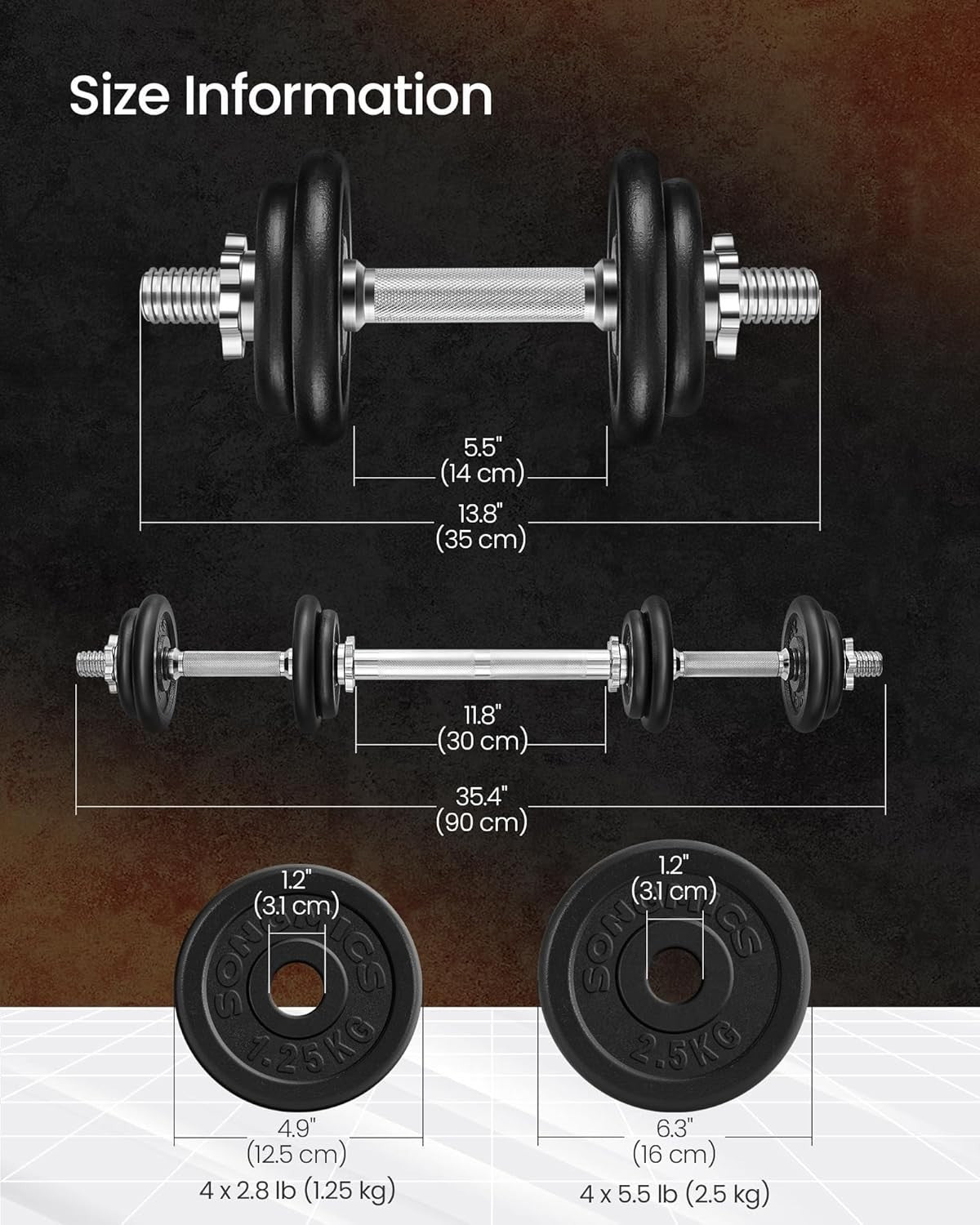 20kg Adjustable Cast Iron Dumbbells Barbell Spinlock Home Gym Set