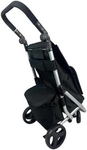Hampton & Stewart 4-Wheel Shopping Trolley 20kg Large Foldable Cart Black