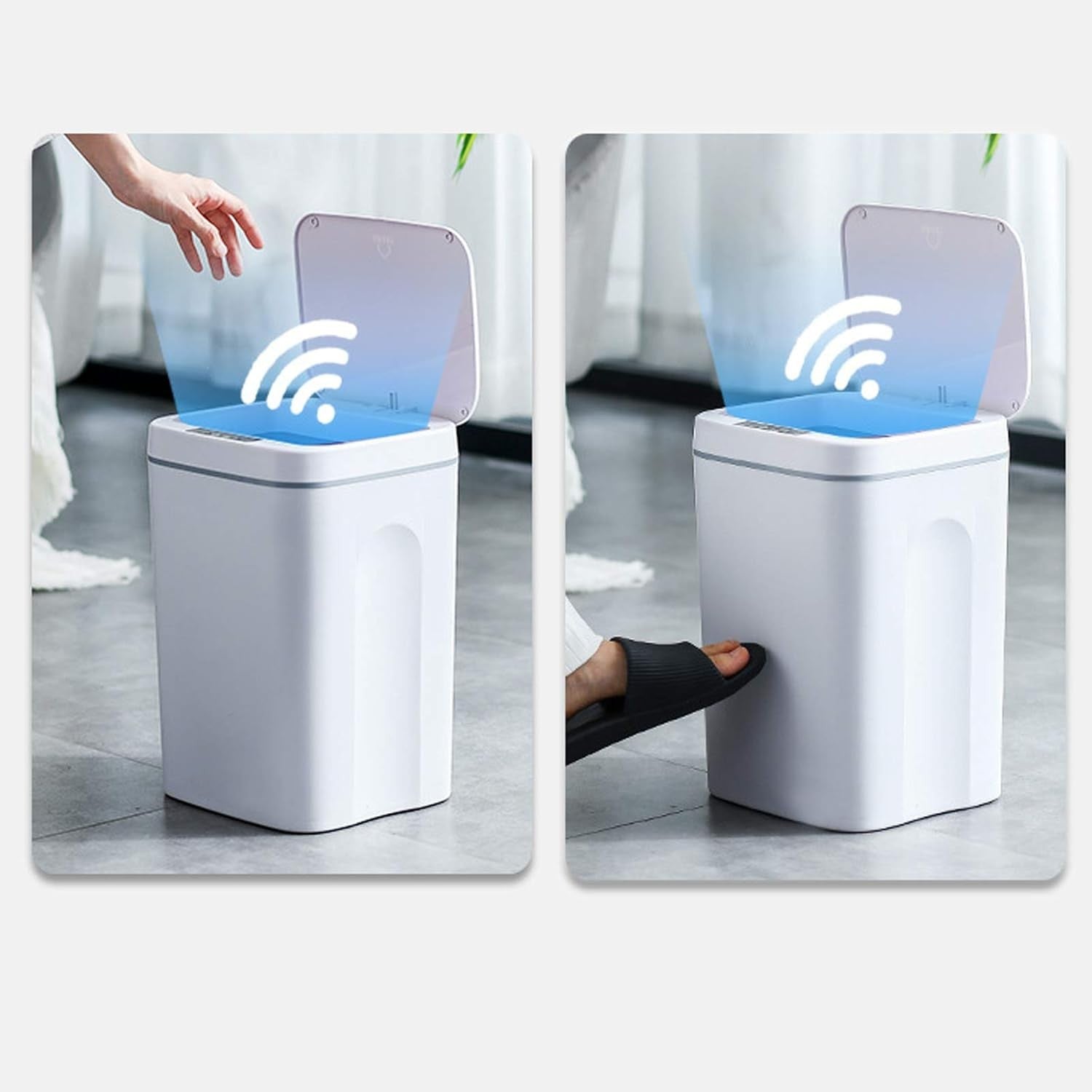 16L Touchless Automatic Sensor Trash Can Slim Kitchen Bathroom White