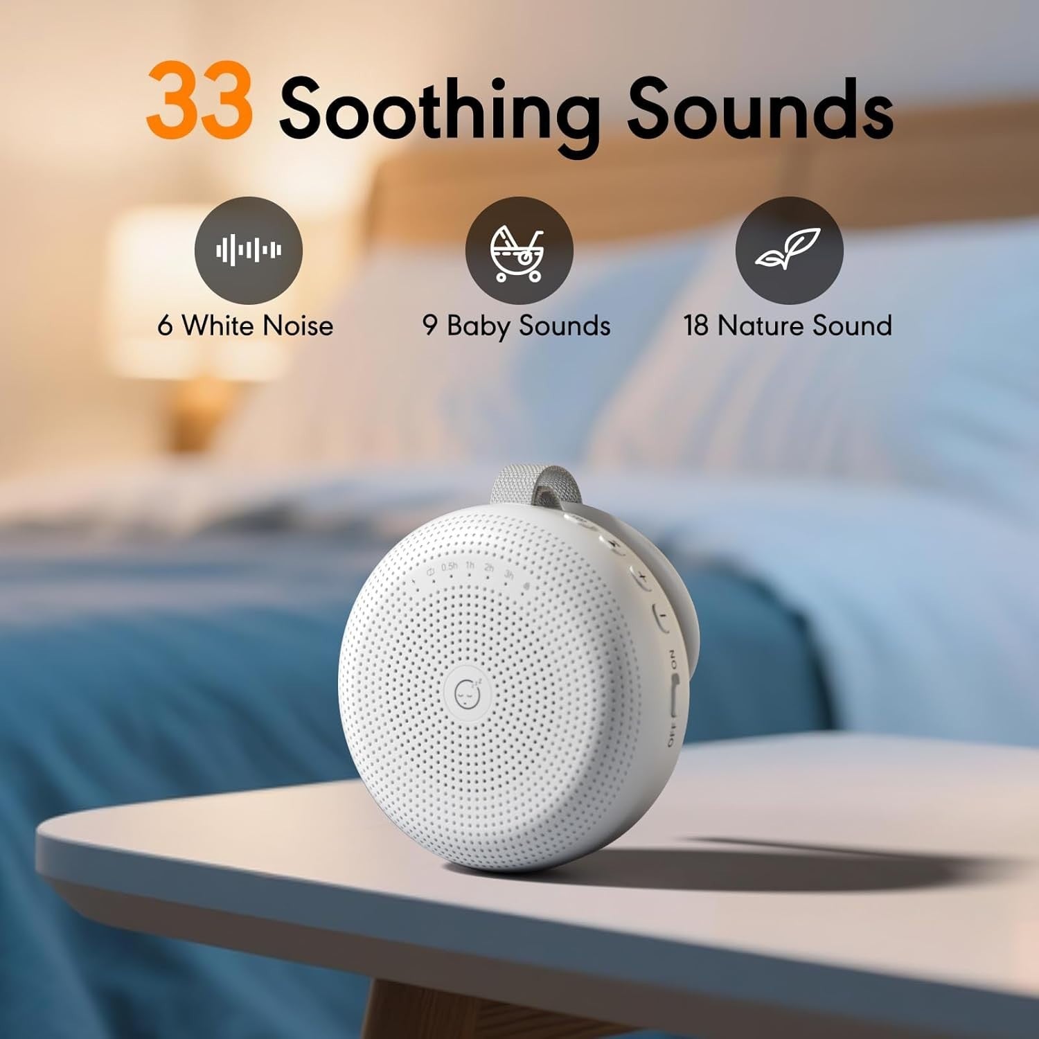 Portable White Noise Machine for Baby & Adults, 33 Soothing Sounds