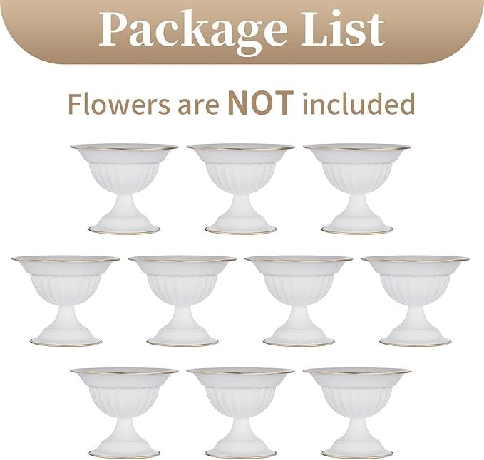 White Metal Wedding Vase Set 10pcs Table Centrepiece Floral Urn Décor