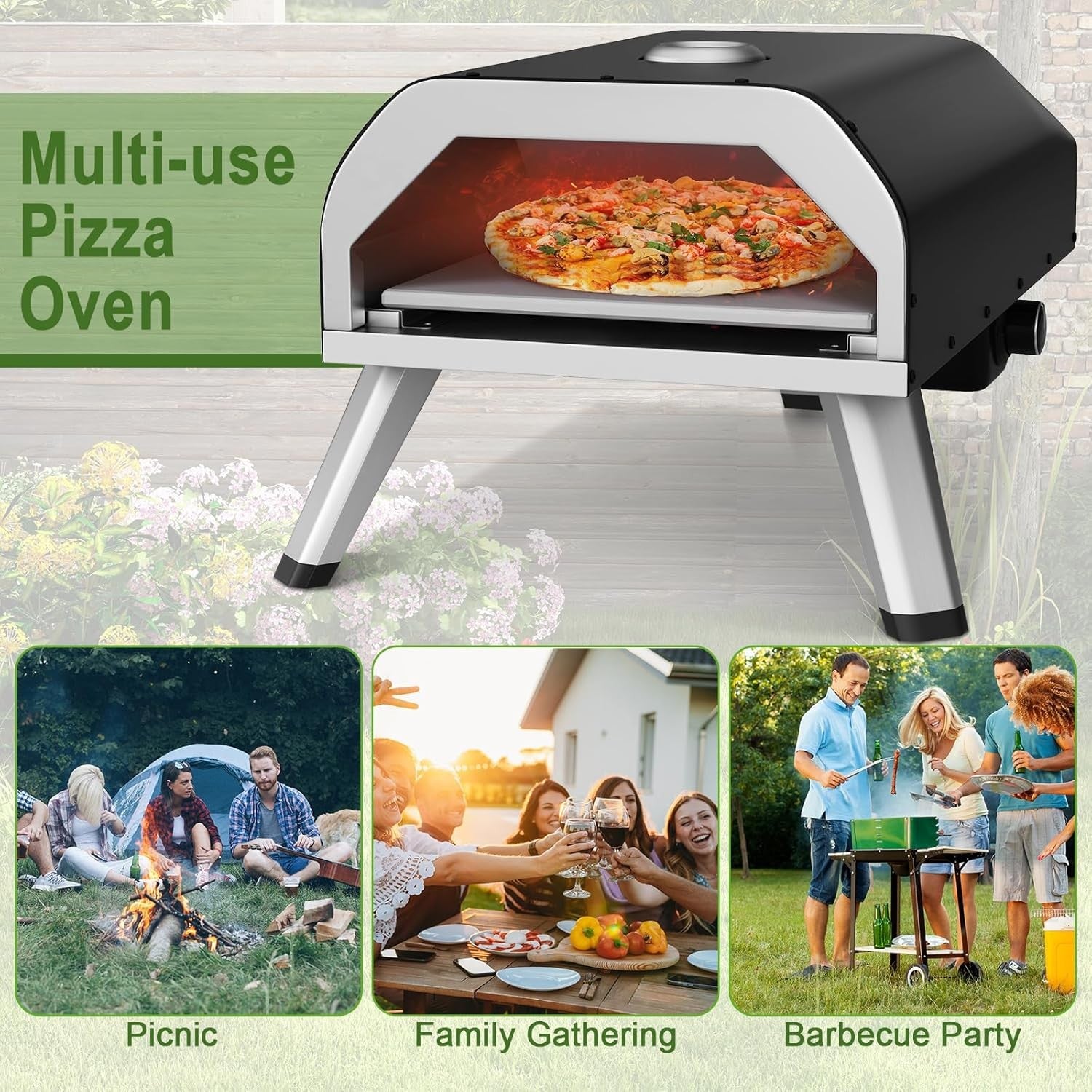 Gas Pizza Oven with Peel & Carry Bag | Portable BBQ Pizza Maker 400°C 4KW Grill