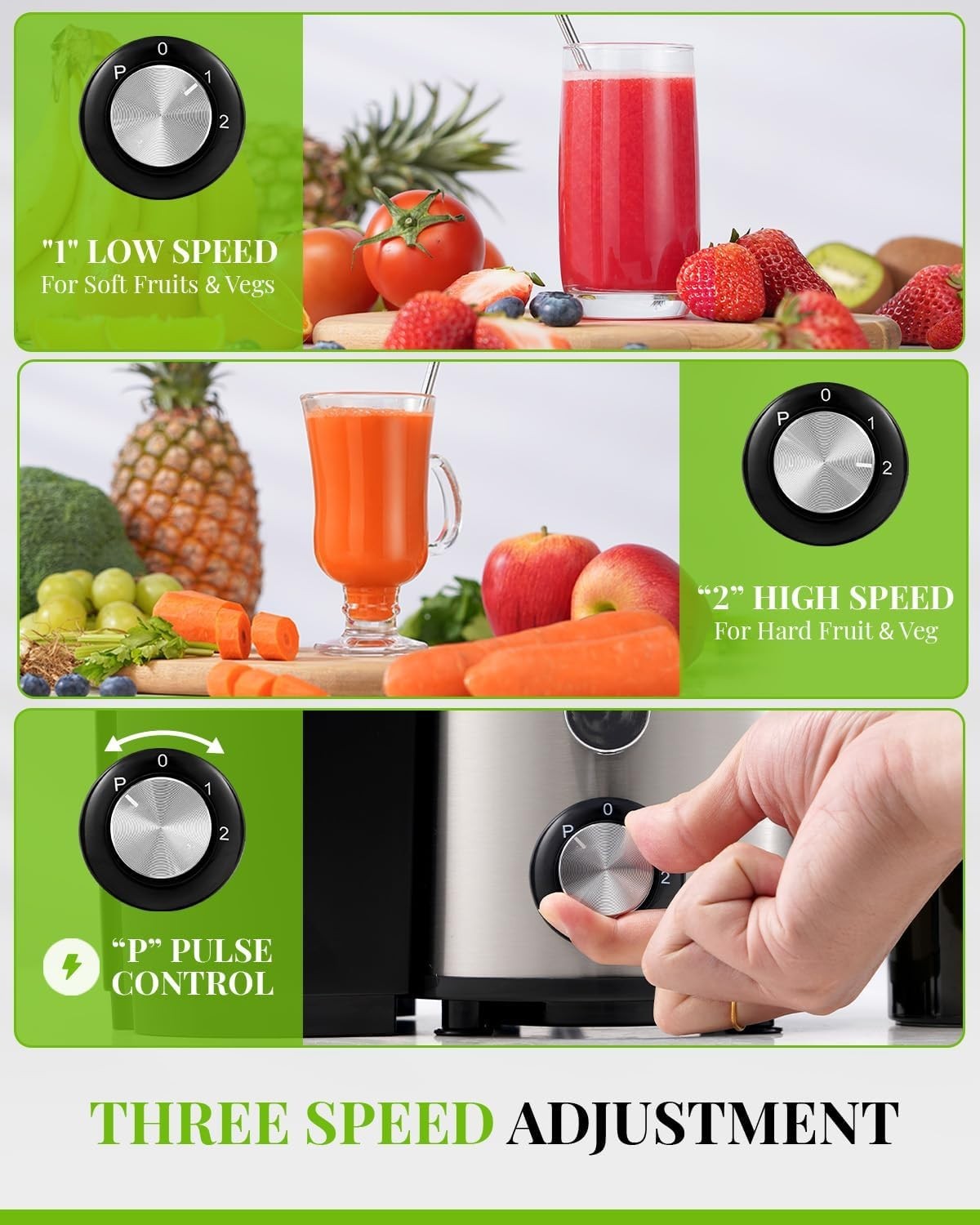 800W Centrifugal Juicer 3 Speed Control Wide Chute High Juice Yield