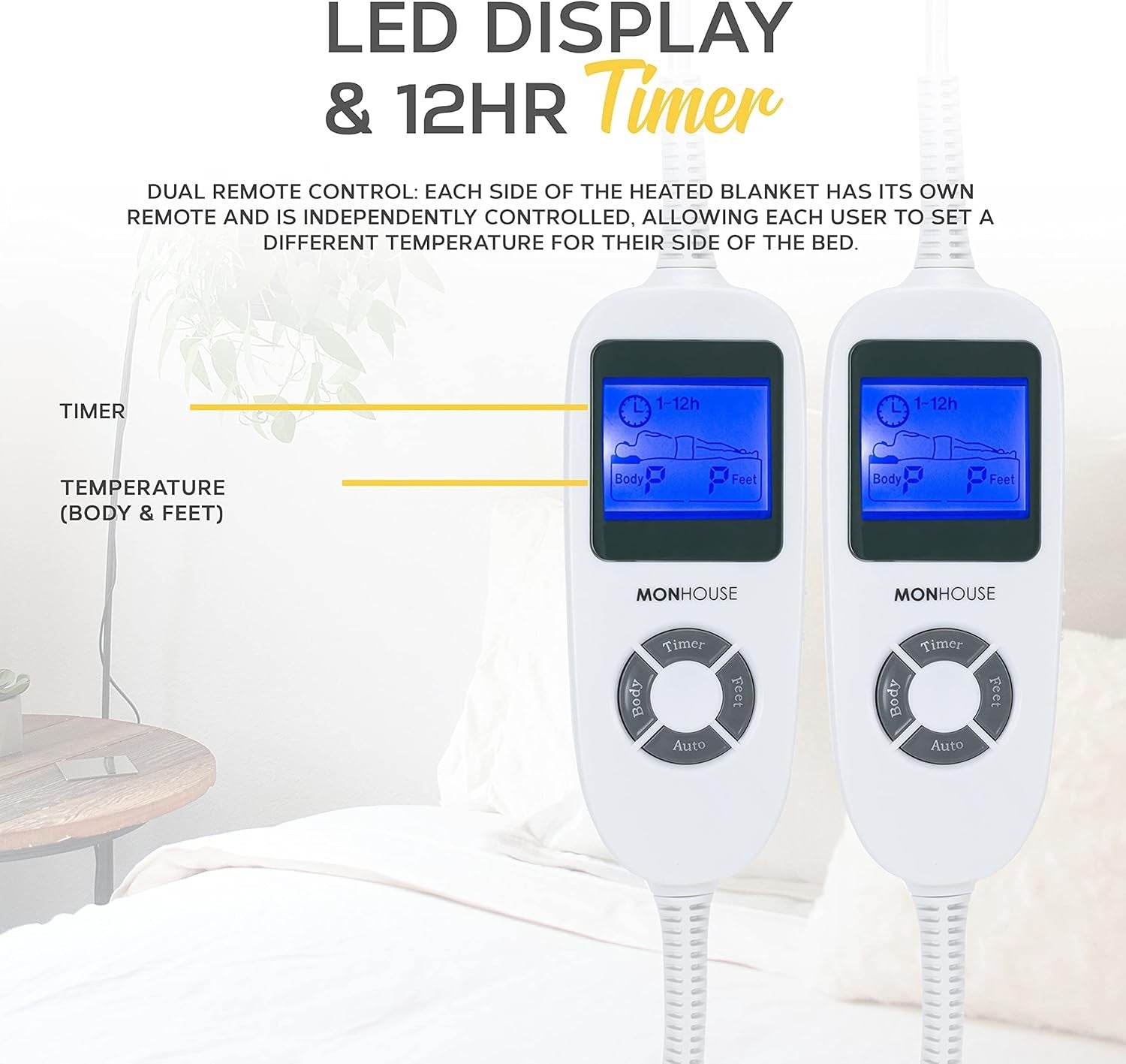 Double Electric Heated Underblanket 137x190cm Dual Control 9 Heat Washable