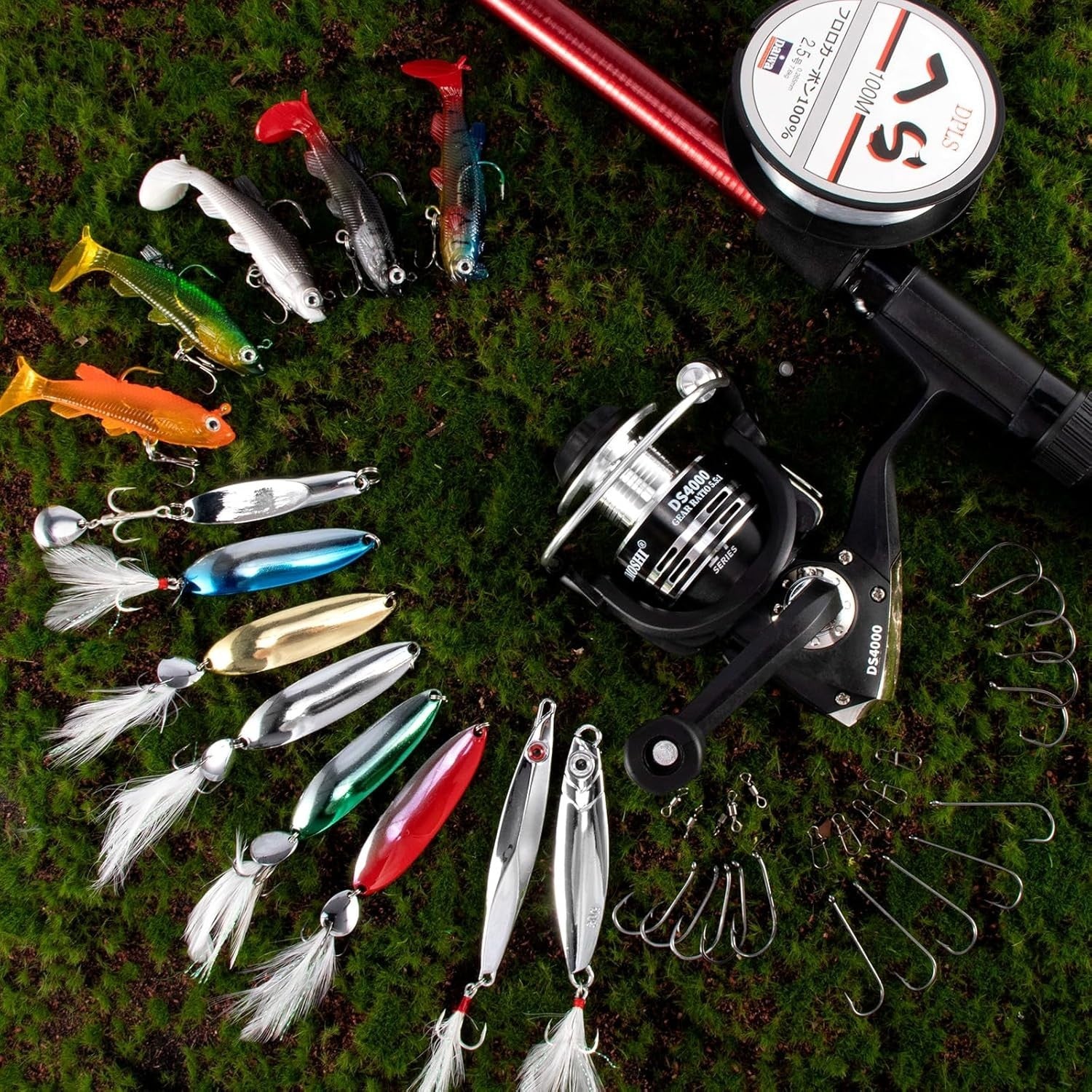 Telescopic Fishing Rod Reel Combo 2.1M Spinning Set Lures Tackle Box