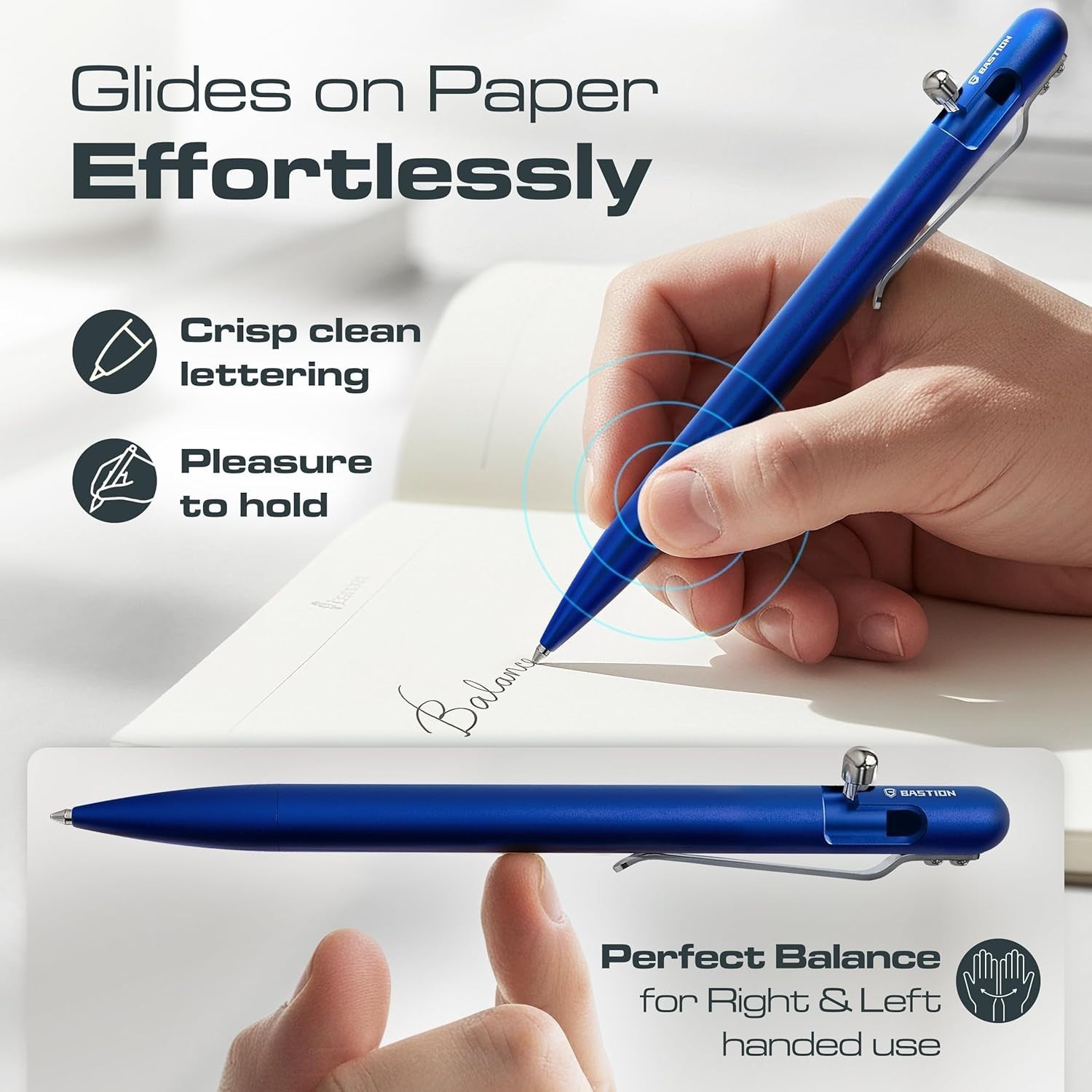 Luxury Slim Blue Ballpoint Pen – Aluminium, Bolt Action, Gift Ready