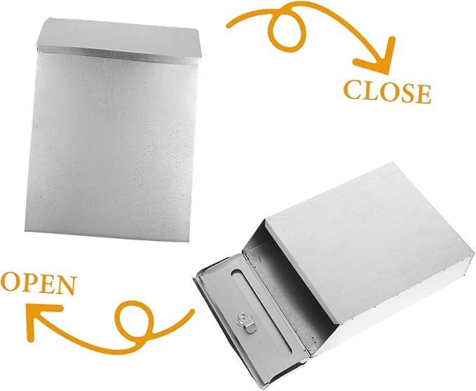 Locking Wall Mount Mailbox Silver Iron Secure Suggestion Box Outdoor Use