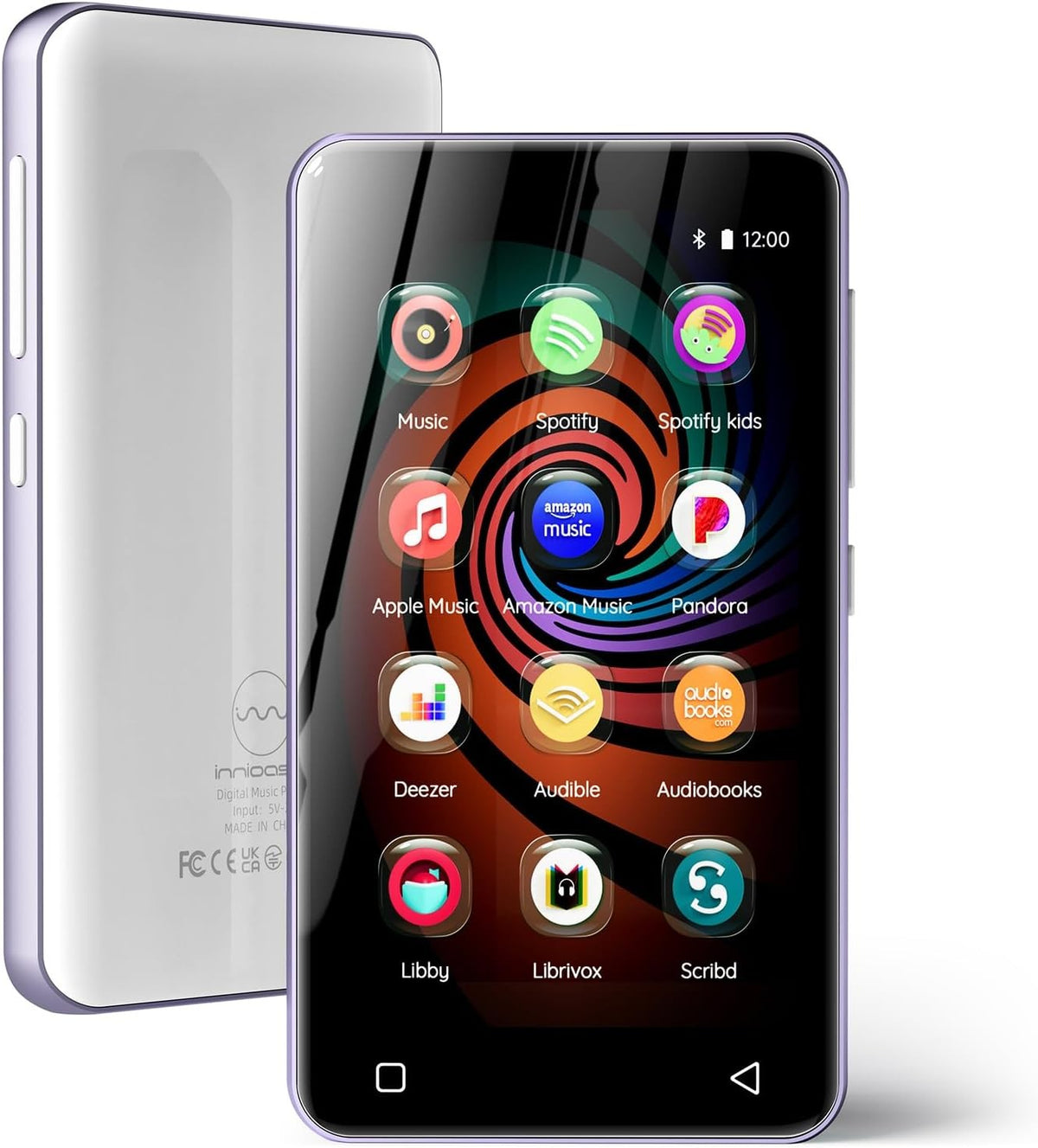 32GB MP3 Player Bluetooth WiFi Touchscreen with Armband – White+Purple