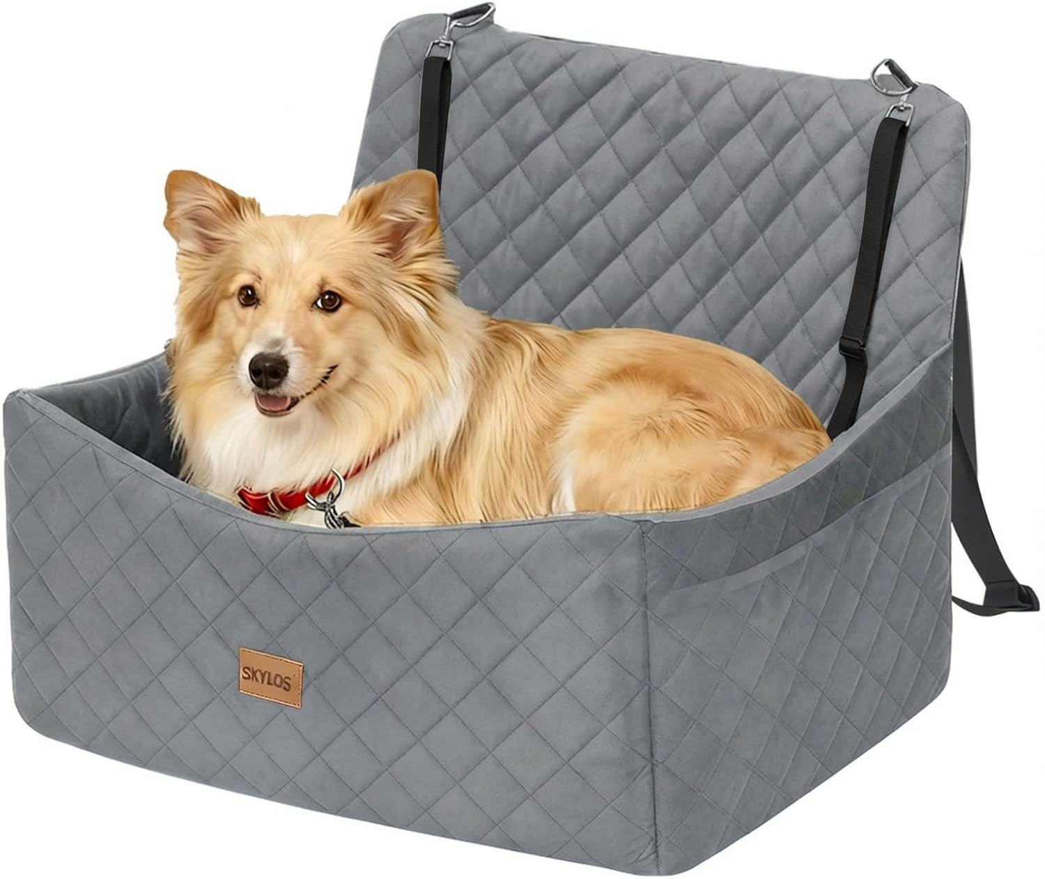 Large Dog Car Seat Bed Memory Foam Booster Travel Bed Up to 55lbs
