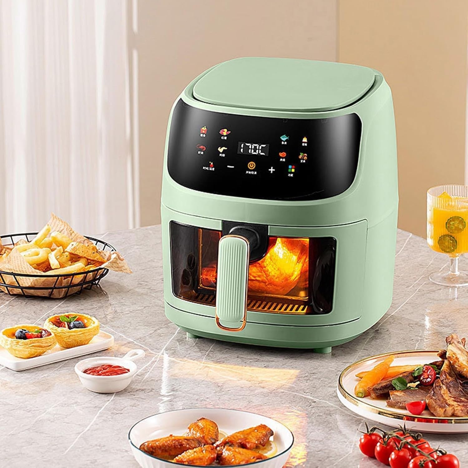 8L Air Fryer With Viewing Window Oil Free 1350W Family Size