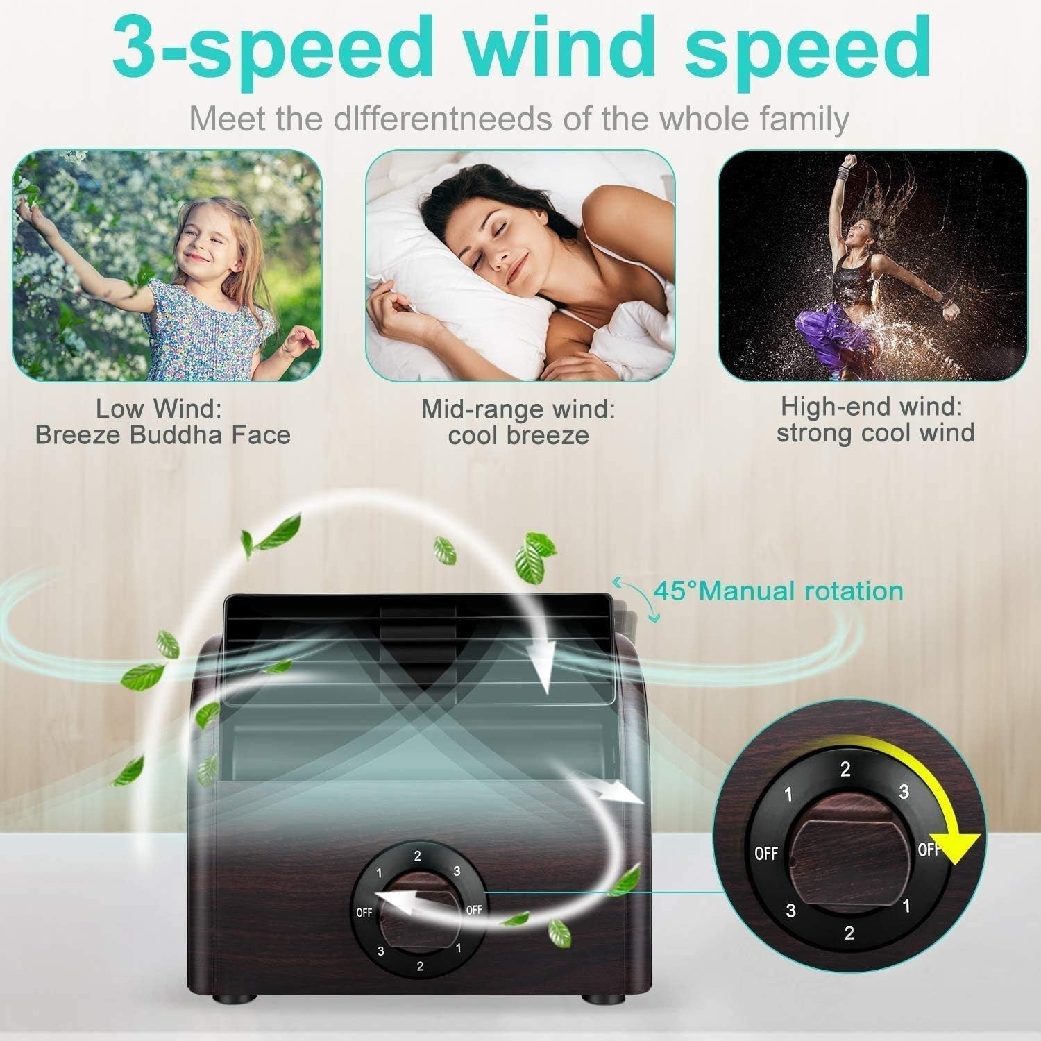 Retro Desk Fan – Vintage Mini Air Circulator Table Cooling Fan Quiet 3Speed Knop