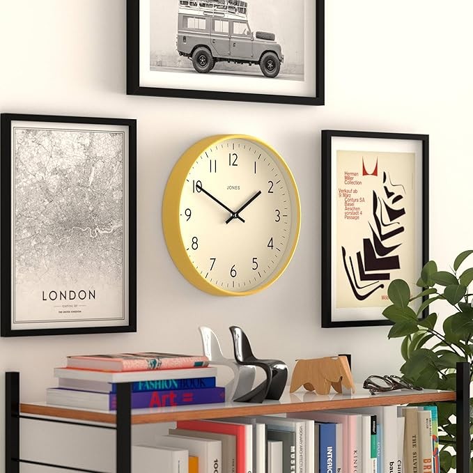 30cm Yellow Wall Clock Modern Silent Quartz Easy Read Numbers Home Office Decor