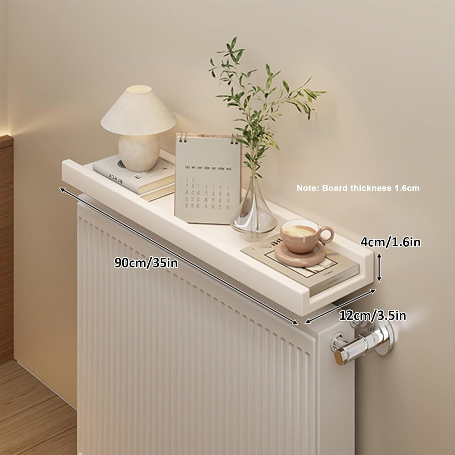 Radiator Shelf 30-120cm Wooden Top Cover | Heat-Resistant Storage & Decor