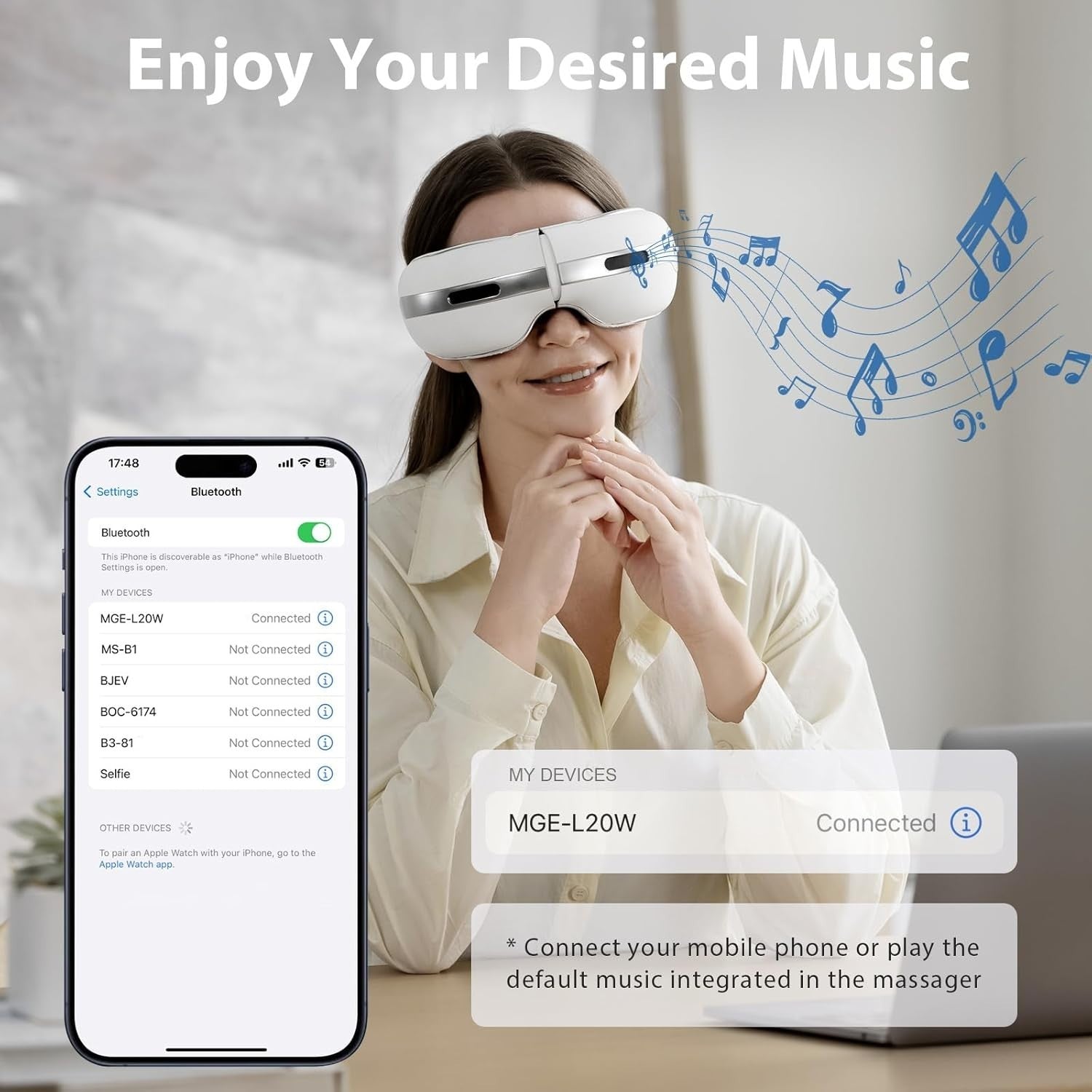 Hot Cold Eye Massager Air Compression Bluetooth Heat Cooling Relief