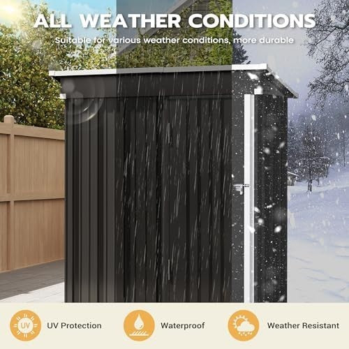 Metal Garden Storage Shed 5x3ft Waterproof Lockable Outdoor Tool & Bike Shed
