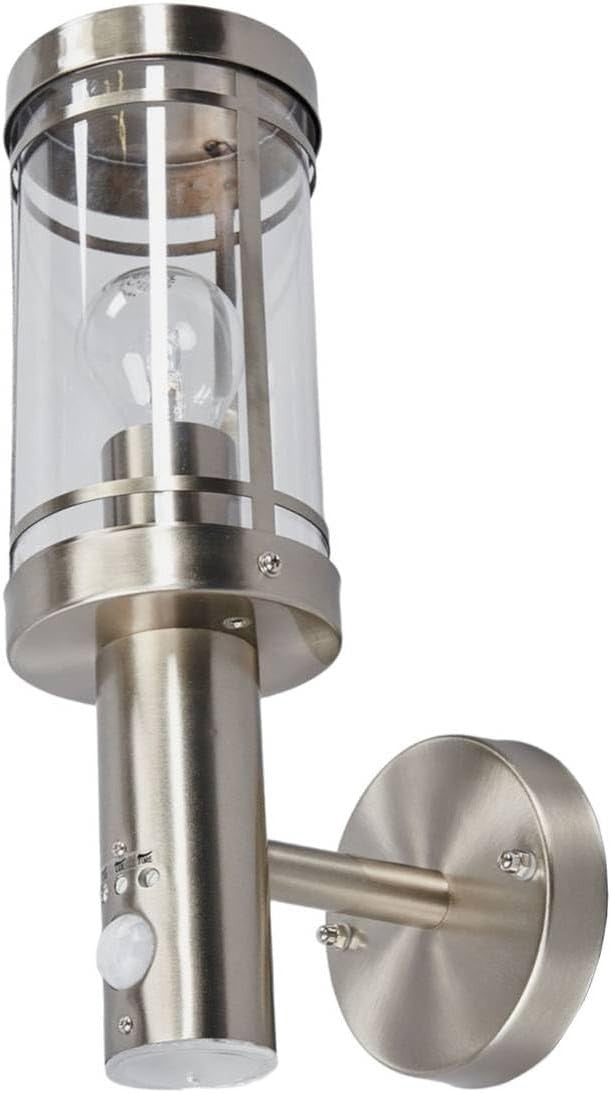 Outdoor Wall Light with Motion Sensor – Stainless Steel IP44 E27 Fixture