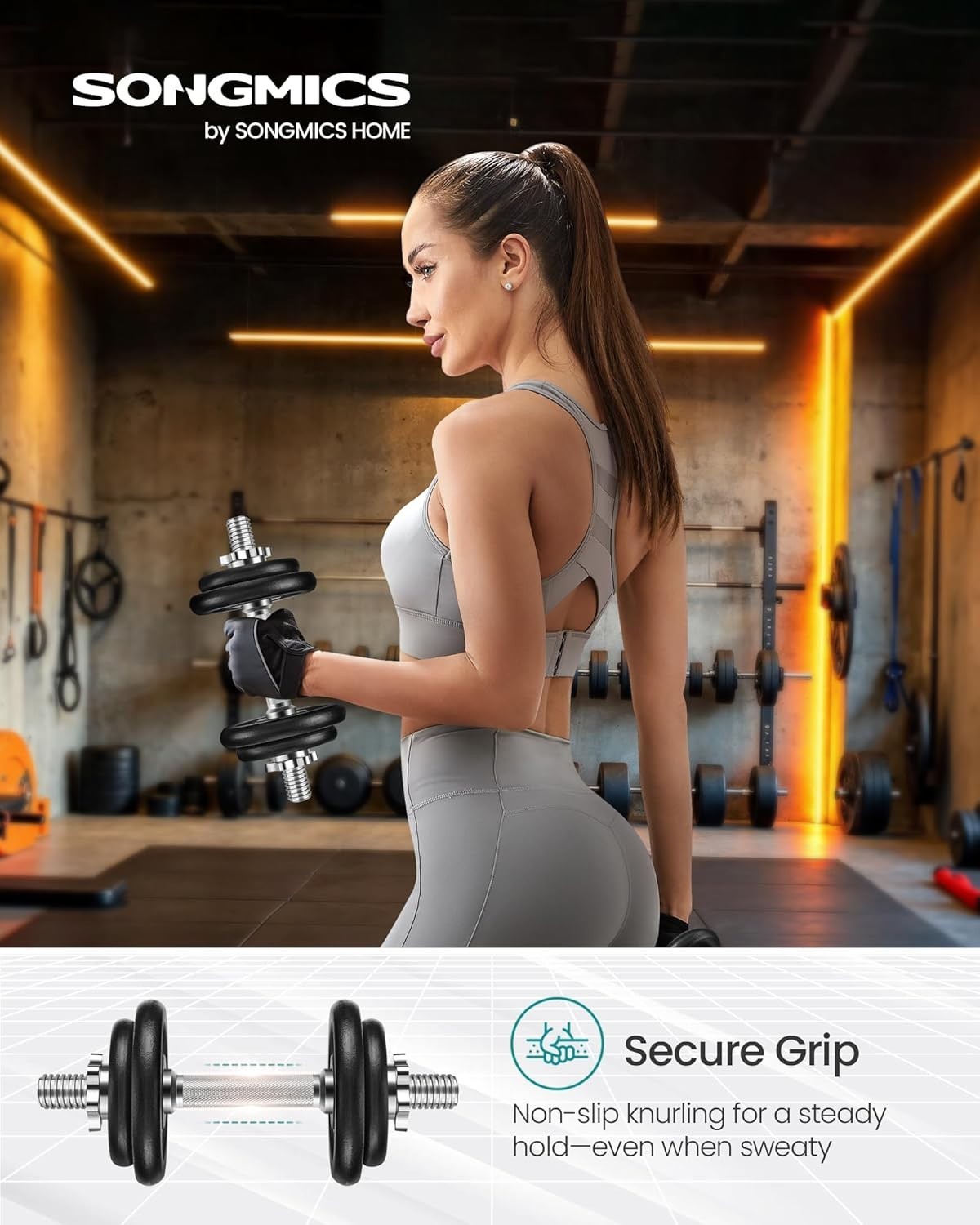 20kg Adjustable Cast Iron Dumbbells Pair Spinlock Home Strength Weights