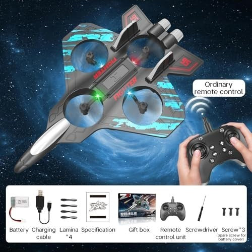 Foam RC Fighter Jet Drone w/ LED Lights 360° Flip Remote Control Plane Toy