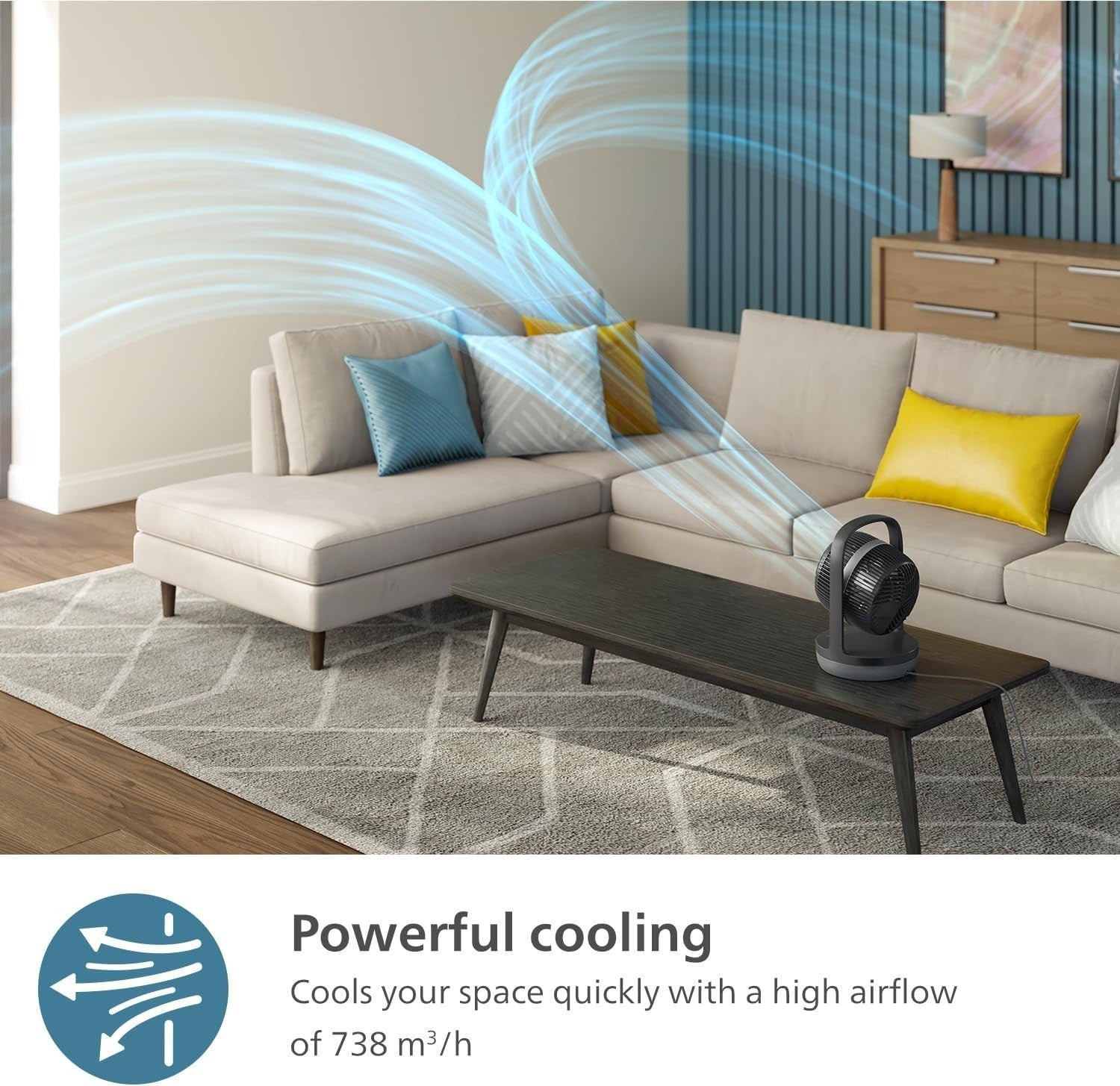 Ultra Quiet Oscillating Desk Fan – 23dB 3-Speed Air Circulator 180° Tilt Timer
