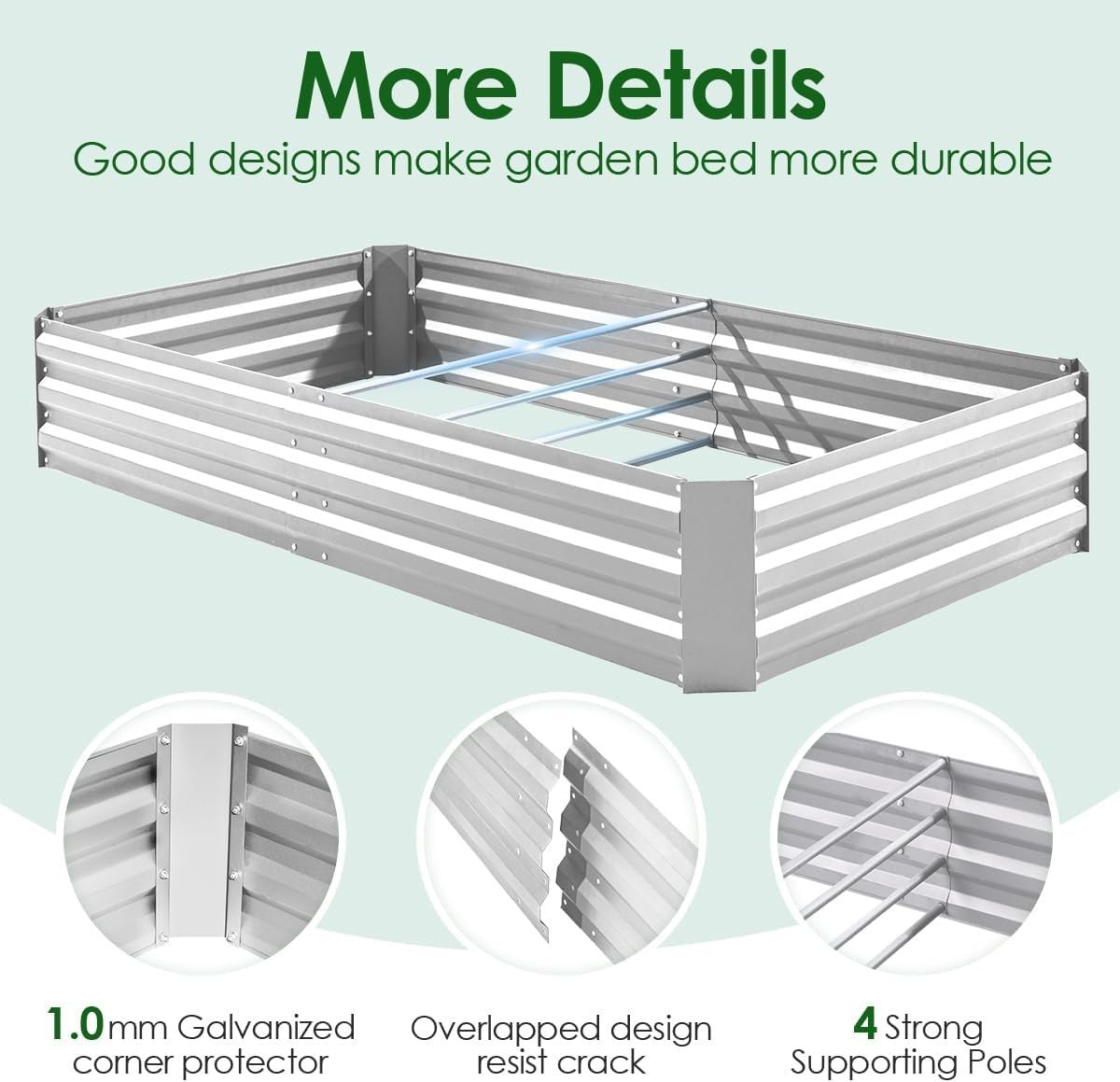 Galvanized Raised Garden Bed with PVC Cover 6x3x1ft Metal Planter Box