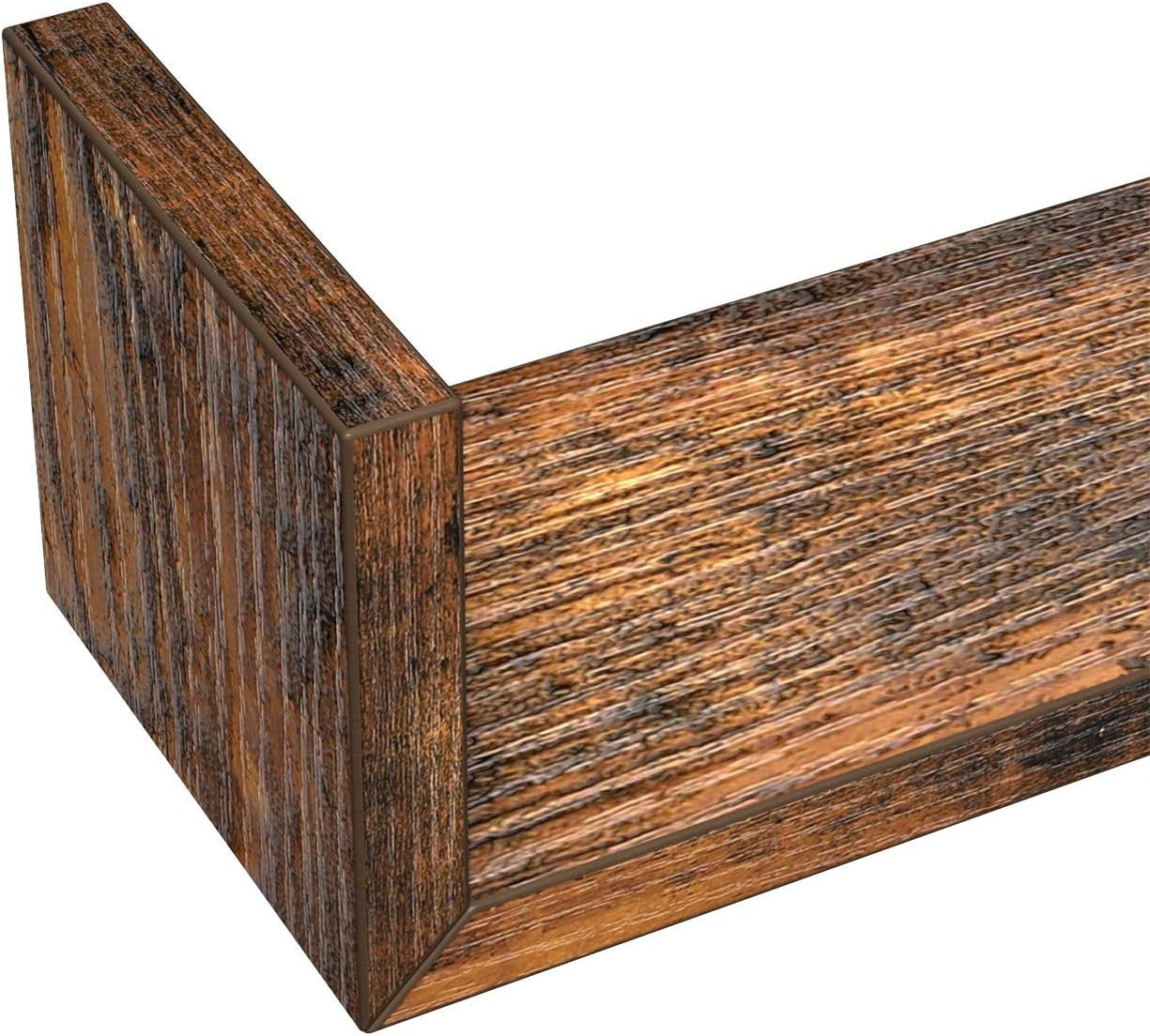 Rustic U-Shaped Floating Wall Shelves Set of 3 – Storage Display Rack