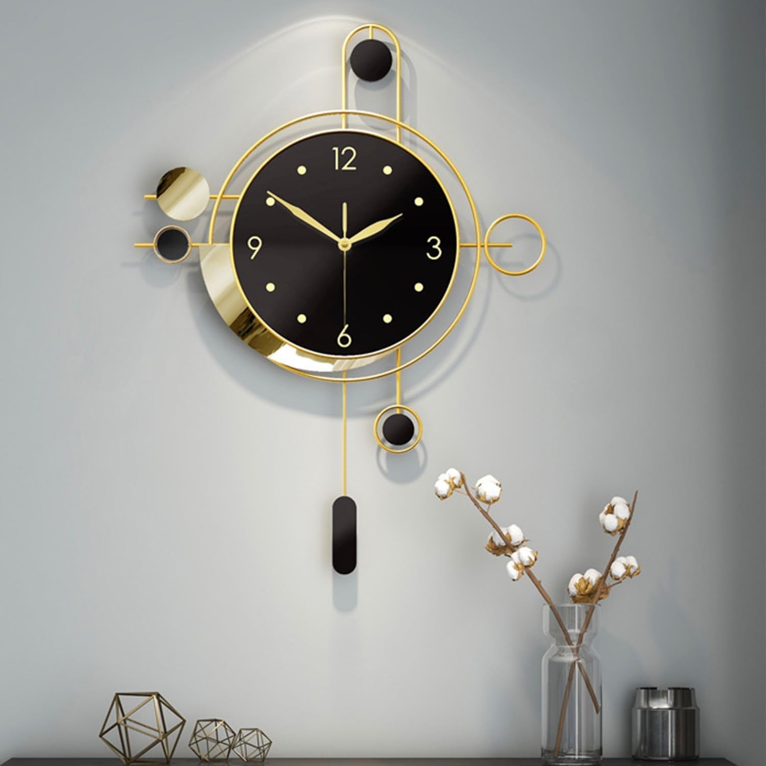 40cm Gold Pendulum Wall Clock – Silent Quartz Modern Decorative Large Design