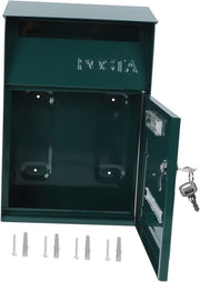 Wall Mount Metal Mailbox Green Galvanized Lockable Post Box Secure Stylish