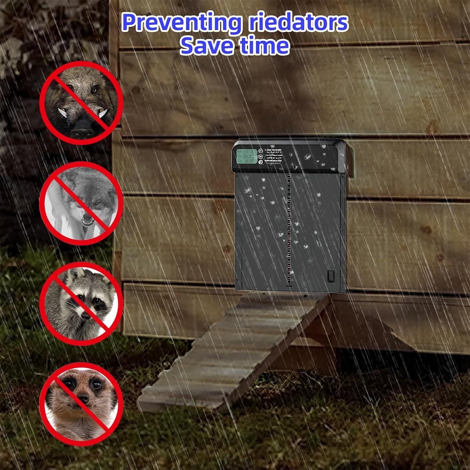 Automatic Chicken Coop Door Large Aluminium Timer LCD Anti Pinch