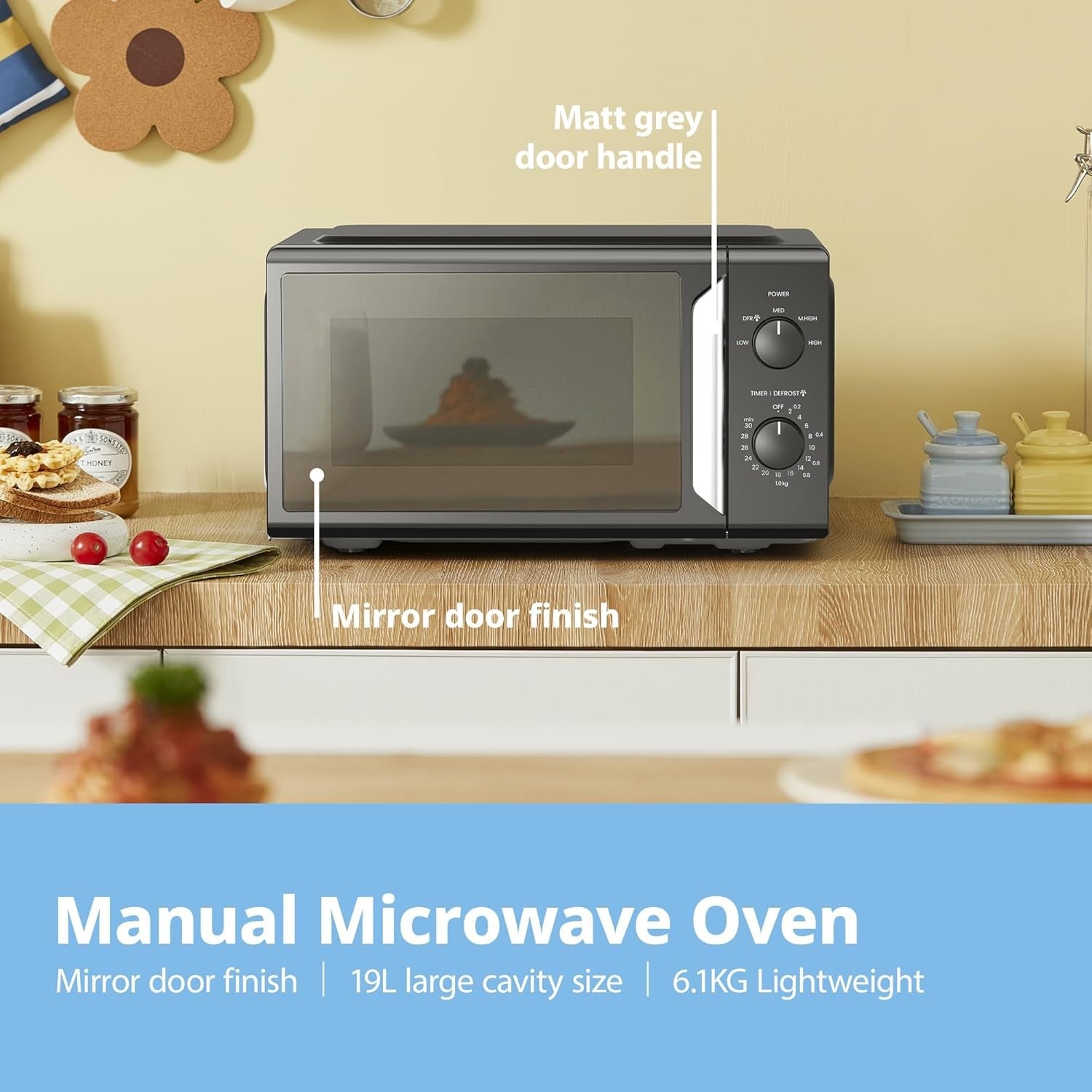 19L 700W Mini Microwave Black Mirror InverTech Defrost