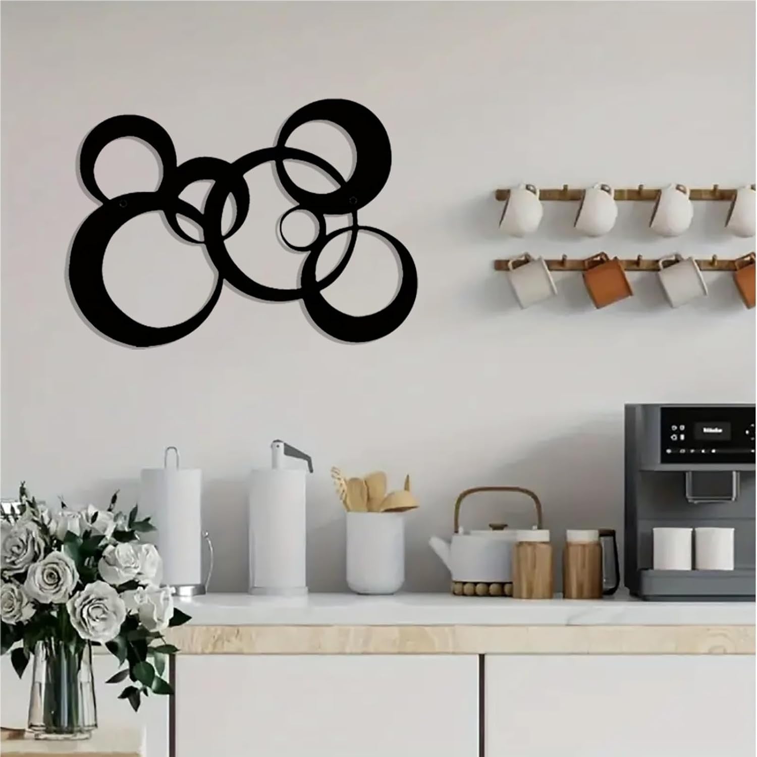 Abstract Metal Wall Art Modern Minimalist Geometric Decor Black