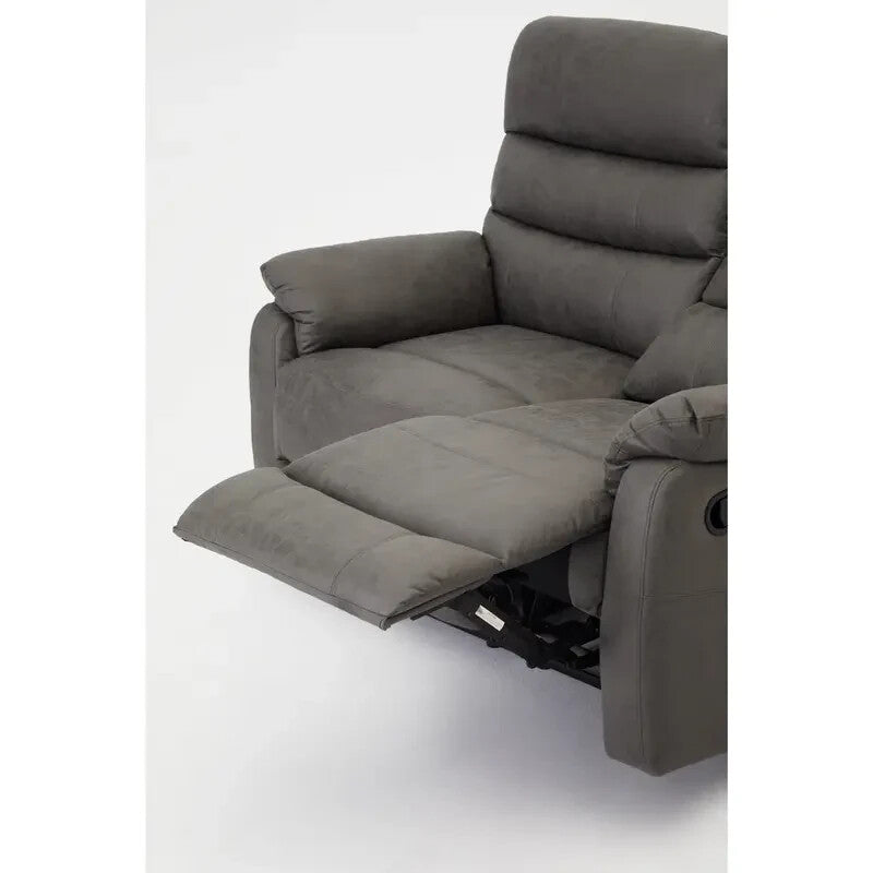 2 Seater Manual Recliner Sofa Grey Air Leather Lounge Chair Padded