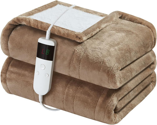 Electric Heated Blanket 150x200cm Sherpa Fleece 10 Heat Settings Timer