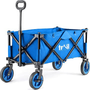 Heavy Duty Folding Camping Trolley 80kg Wagon Cart Big Wheels Adjustable Handle