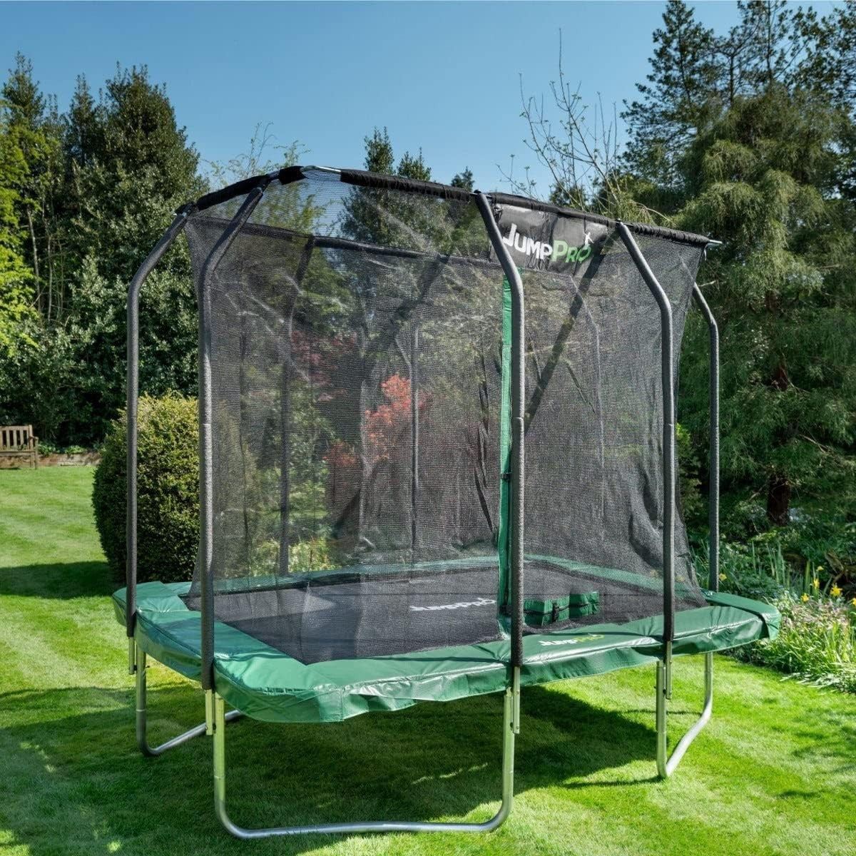 Rectangular Garden Trampoline with Inner Safety Enclosure Net & Zip