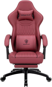 Gaming Chair with Pocket Spring Cushion Massage Lumbar Footrest Red
