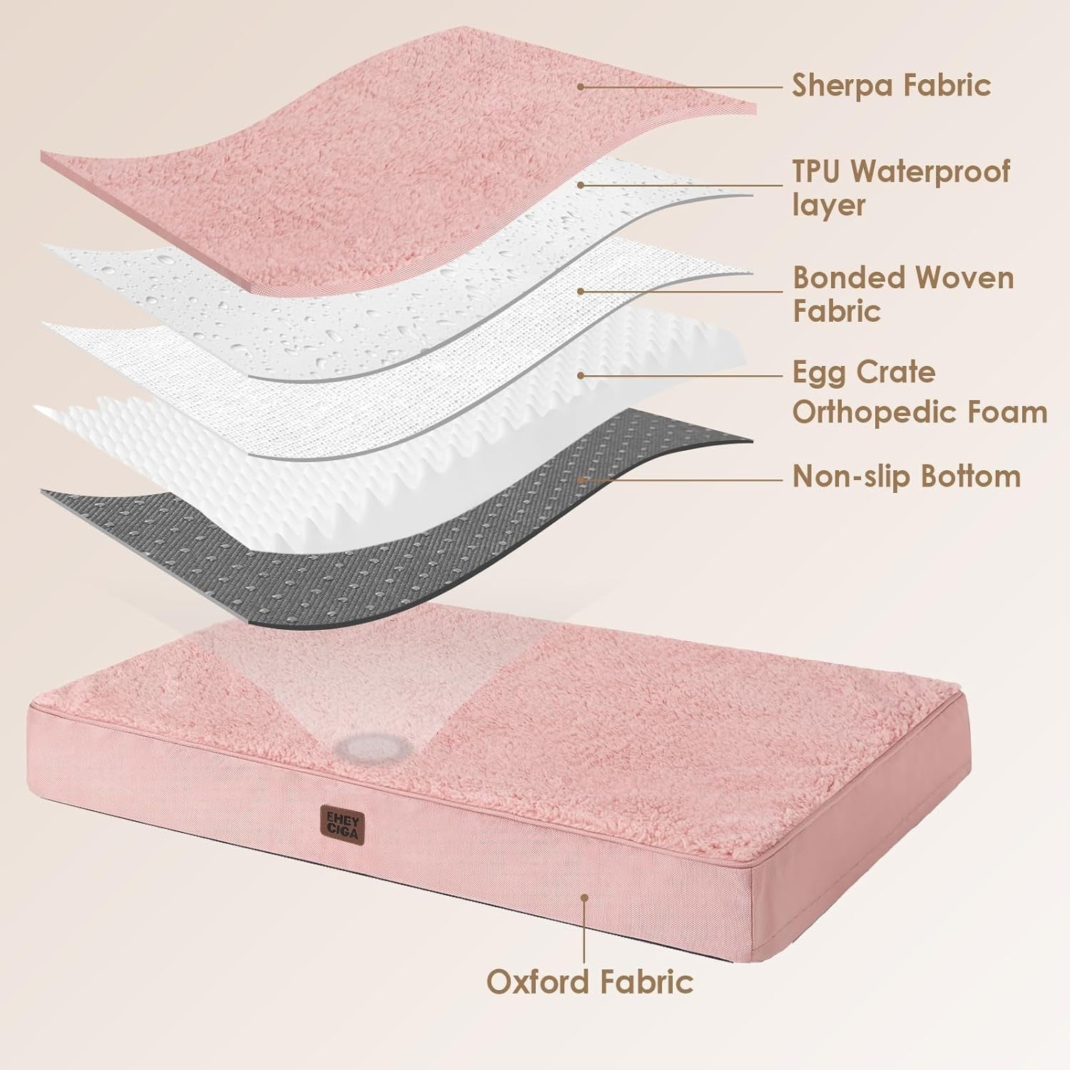 Orthopedic XXL Dog Bed 119x73x9cm Washable Cover Non Slip Pink