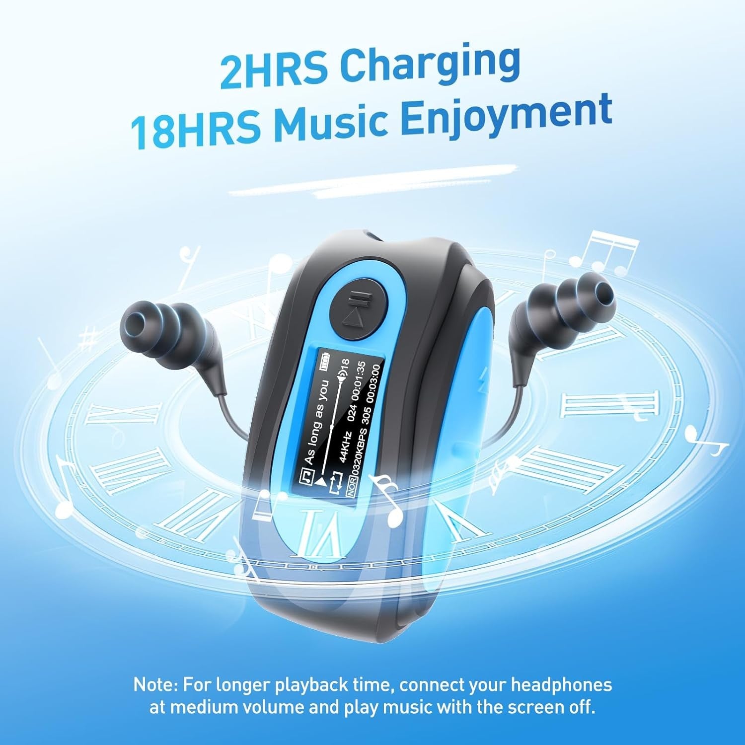 IPX8 Waterproof MP3 Player Clip 8GB Swim Surf Headphones