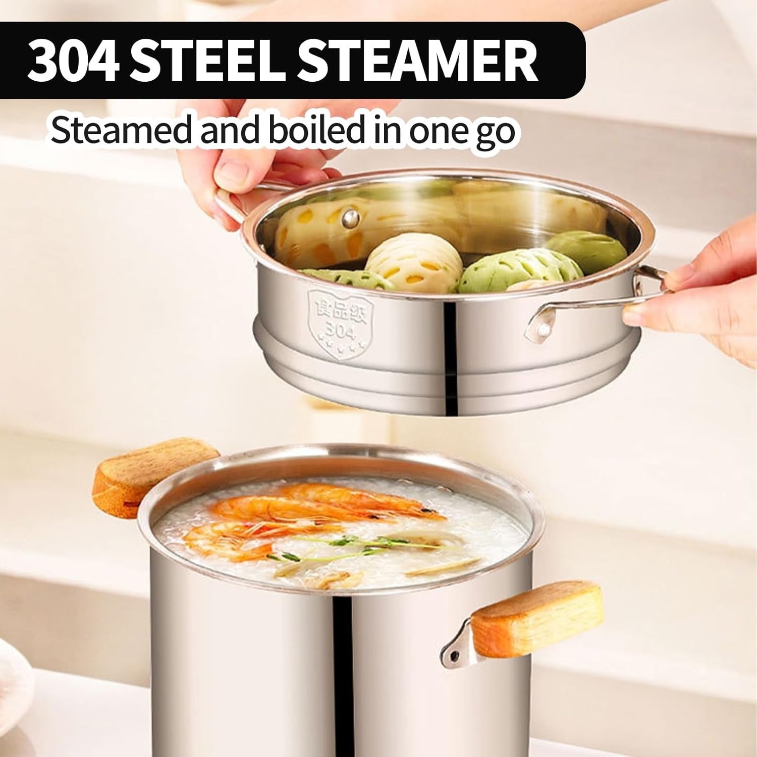 304 Stainless Steel Deep Fat Fryer Pot Set With Basket Lid Steamer