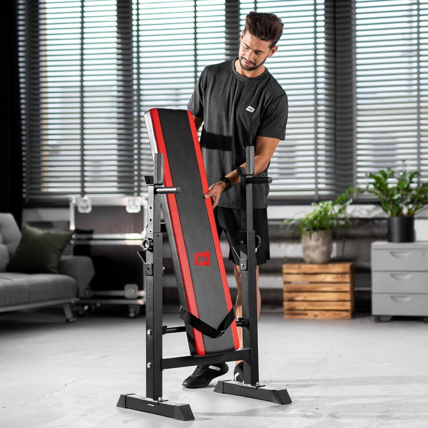 Foldable Weight Bench With Barbell Rack Dip Station 250kg Home Gym