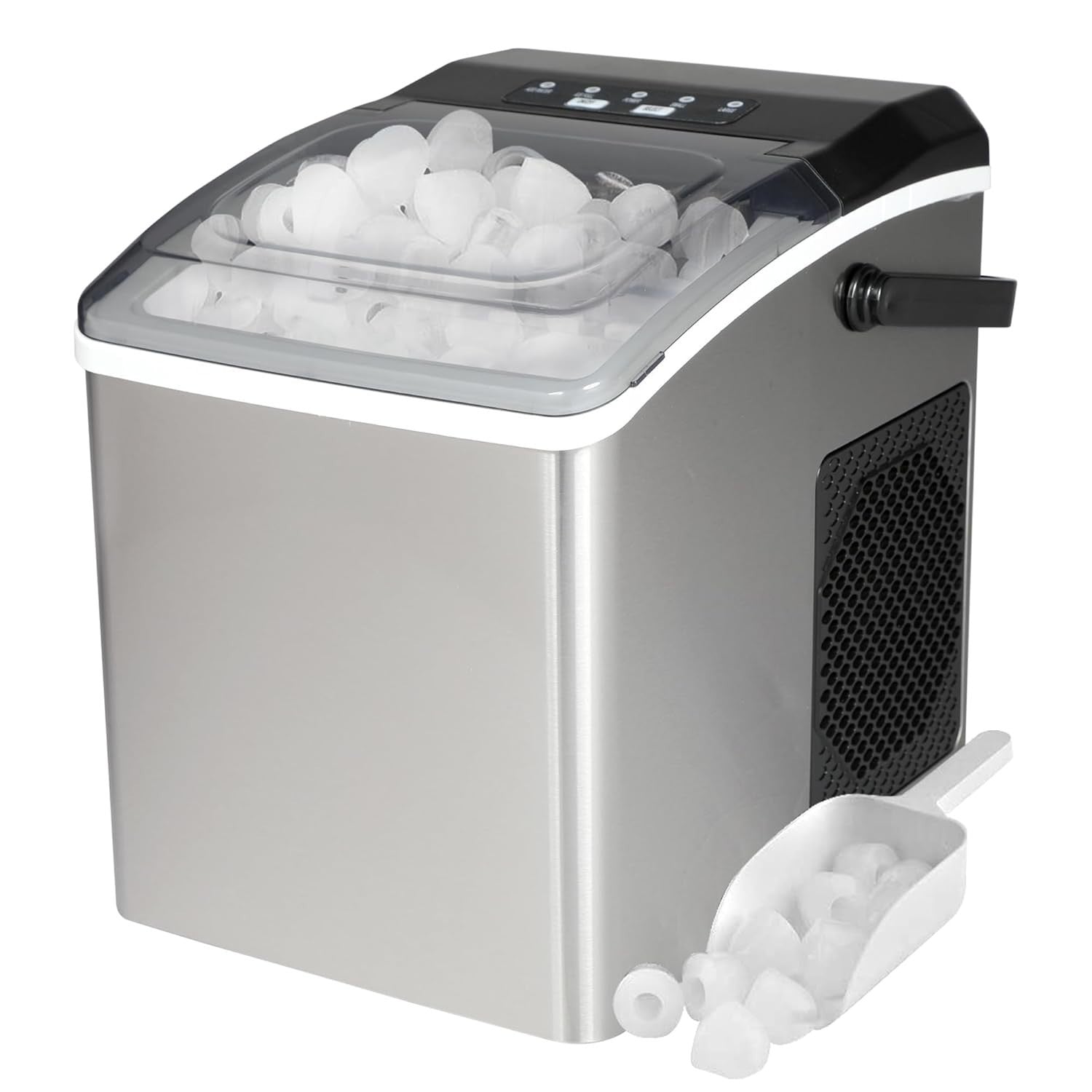 Countertop Ice Maker 12KG Nugget Ice Machine Fast 6-Minute Stainless Steel