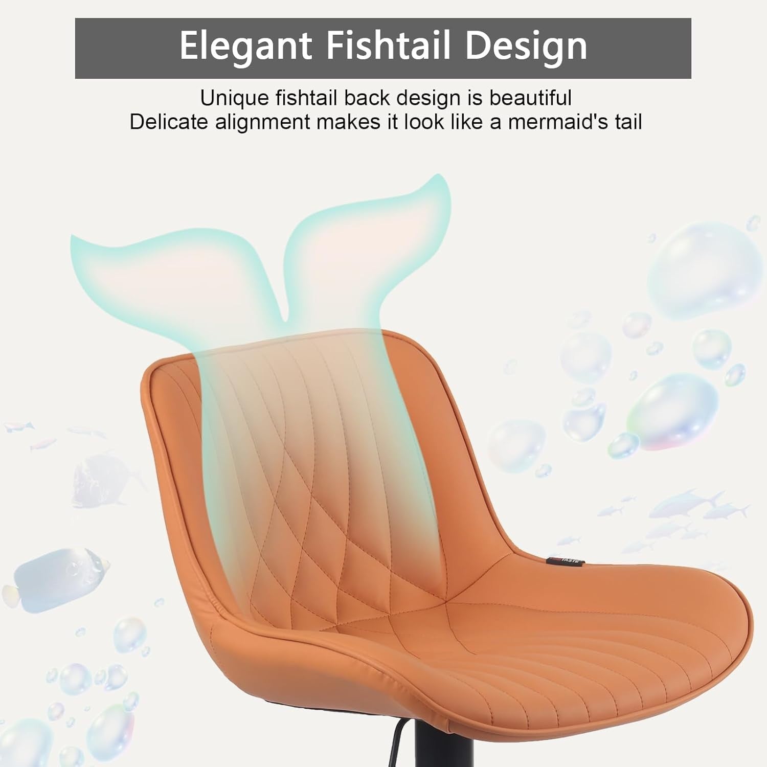Camel Bar Stool PU Leather Swivel Height Adjustable Kitchen Chair