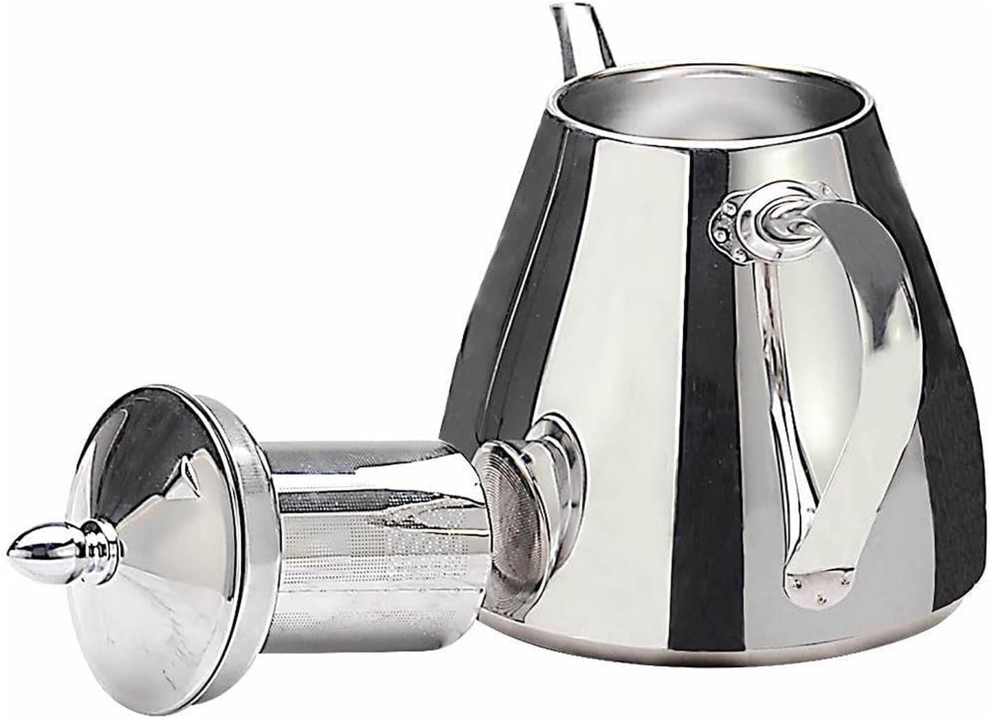 Stainless Steel Teapot 42oz 1.2L Tea Pot w Infuser Strainer Silver