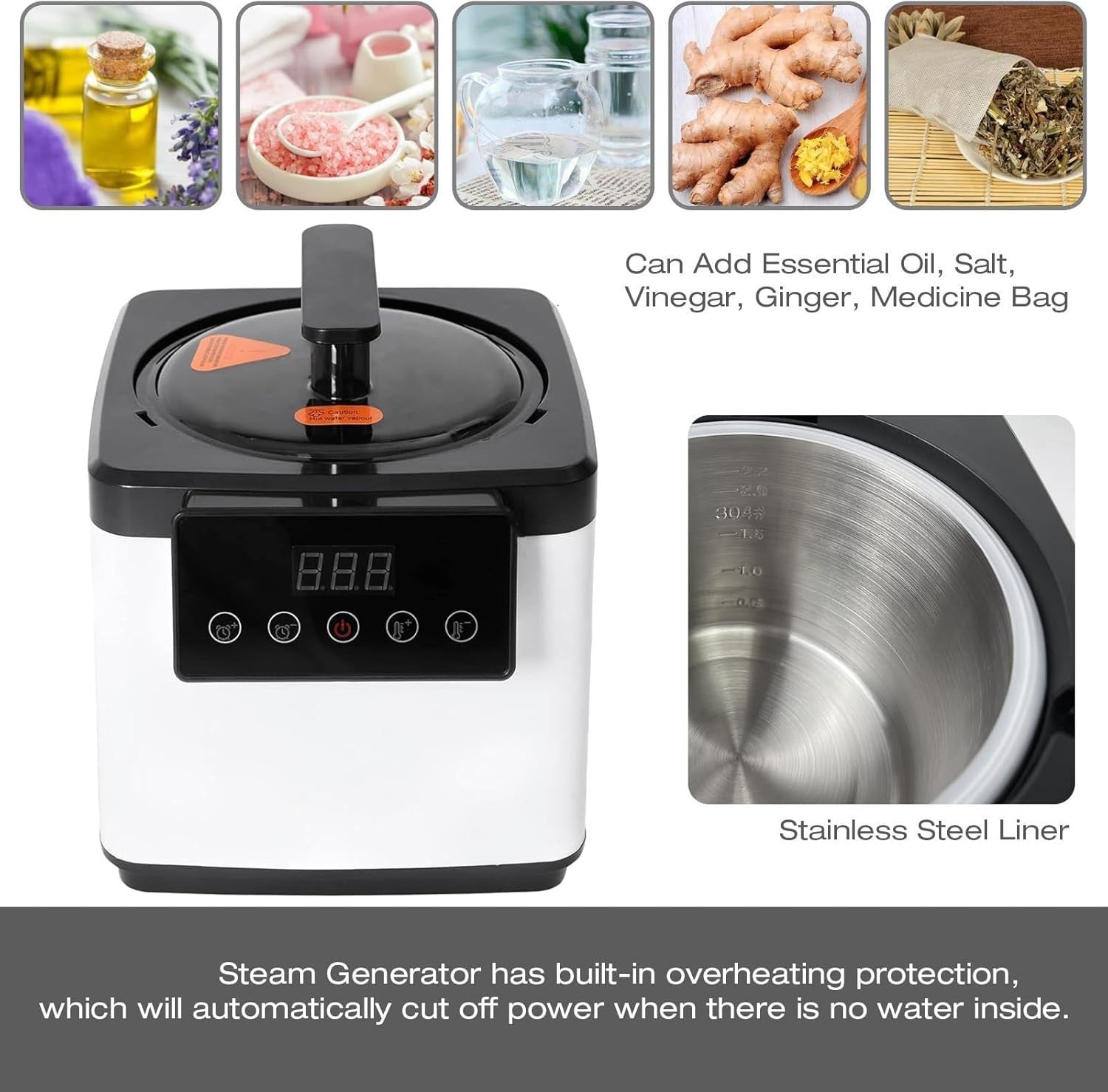 2.6L Portable Sauna Steamer 1000W w/ Remote – Home Spa Adjustable Steam