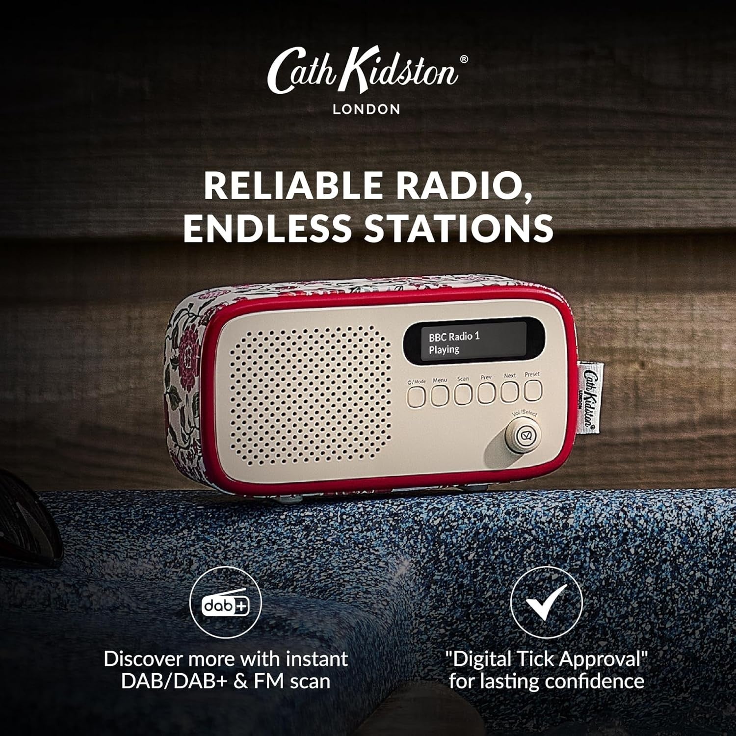 Portable DAB/DAB+ FM Radio Bluetooth Alarm Clock & Rechargeable