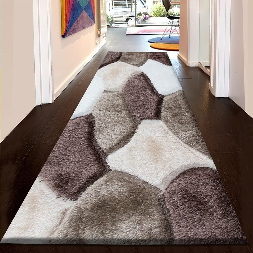 Large Brown Beige Shaggy Area Rug 160x230cm Soft Non Shed Living Room Carpet