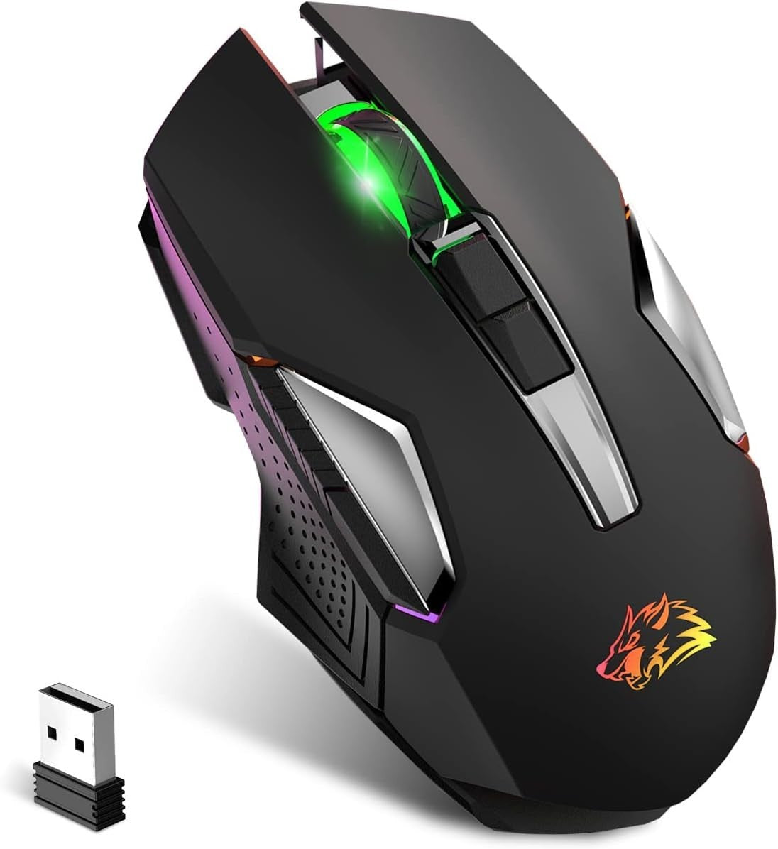 Wireless Gaming Mouse RGB 2400 DPI Rechargeable Silent Black