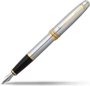Luxury Silver Fountain Pen – Medium Nib, Refillable, Gift Box, Smooth Writing