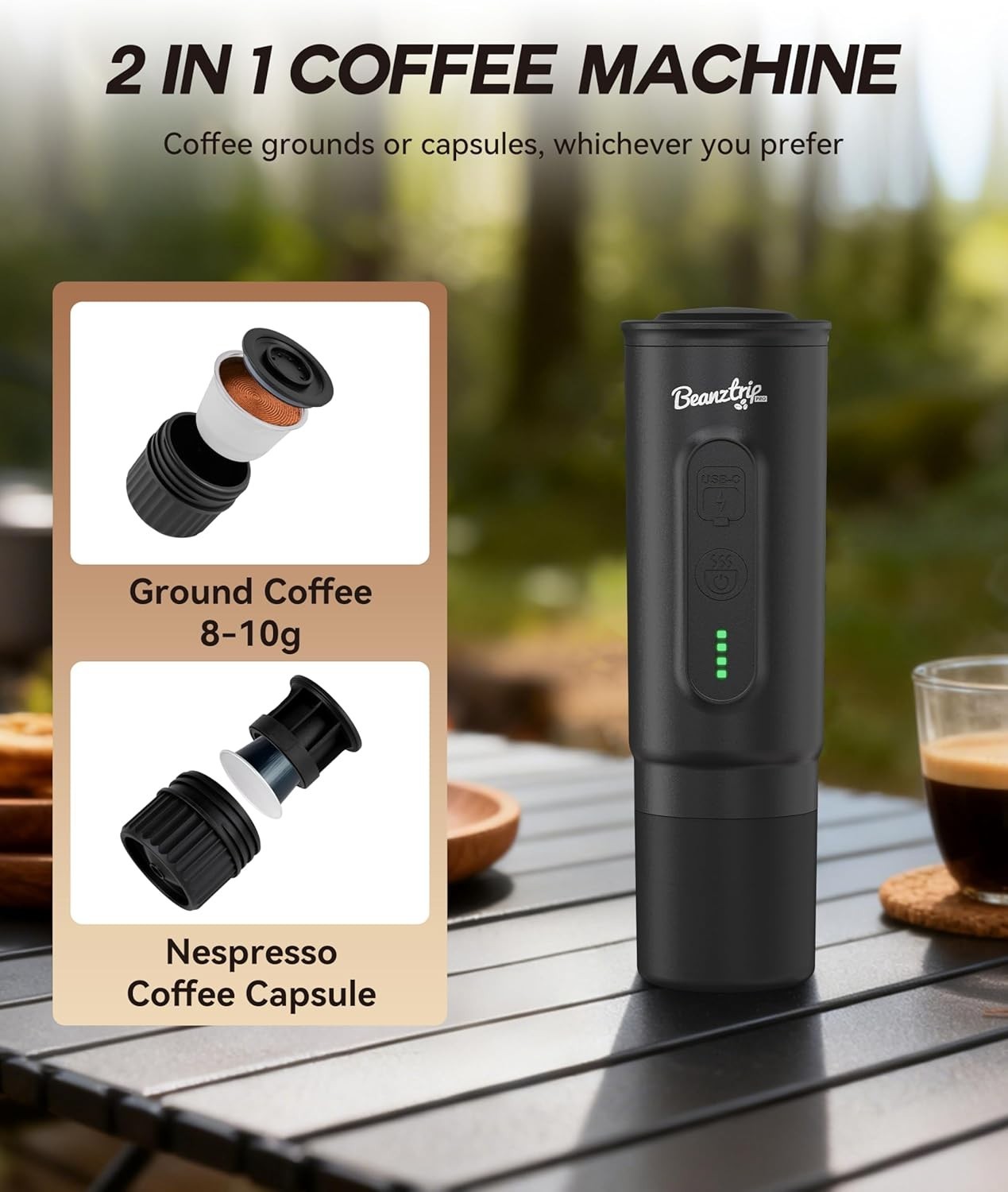 20-Bar Portable Espresso Maker | Travel Coffee Machine | Mini Electric 95W